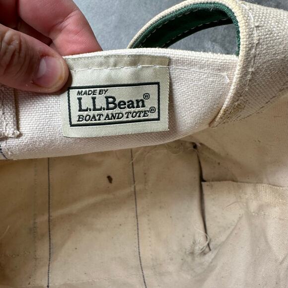 Vintage LL BEAN Boat and Tote Medium Green Straps and Canvas - Picture 7 of 11